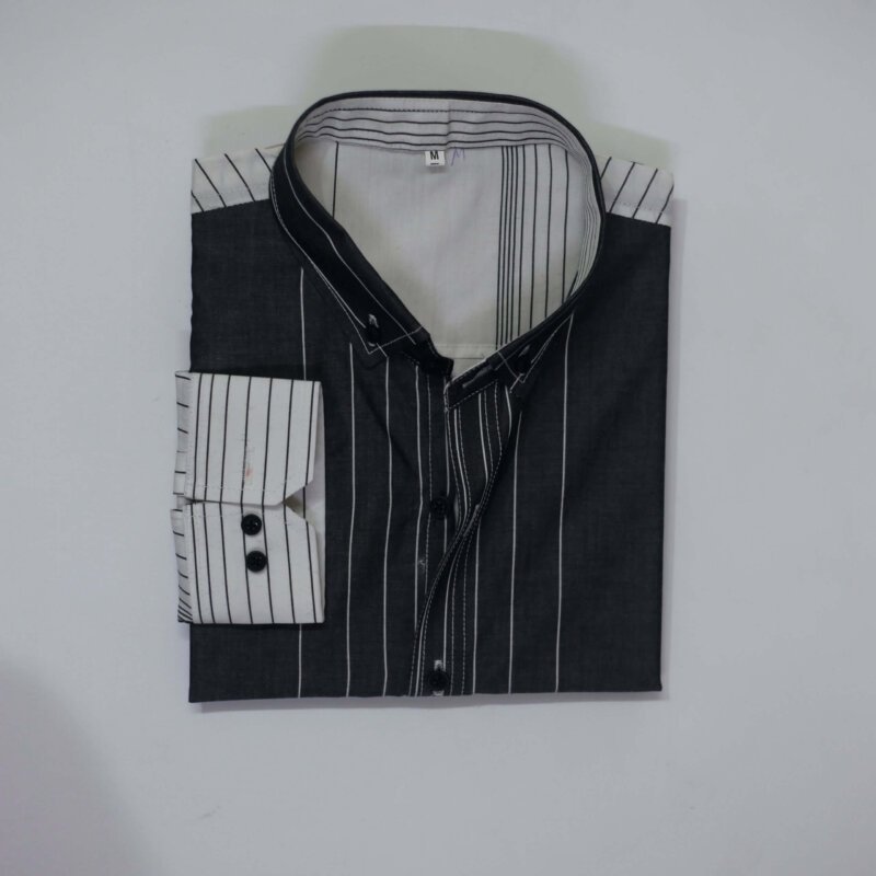 Onyx Black & White Lining Premium Casual Shirt