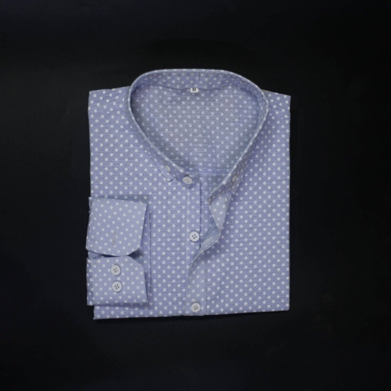 Powder Blue & White Dotted Premium Casual Shirt
