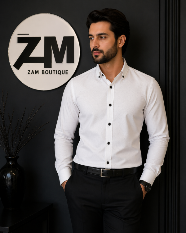 Off White net fabric premium button down shirt