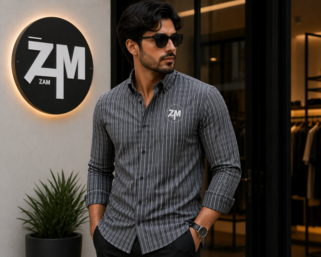 slim fit striped shirt men modern fashion Pakistan
