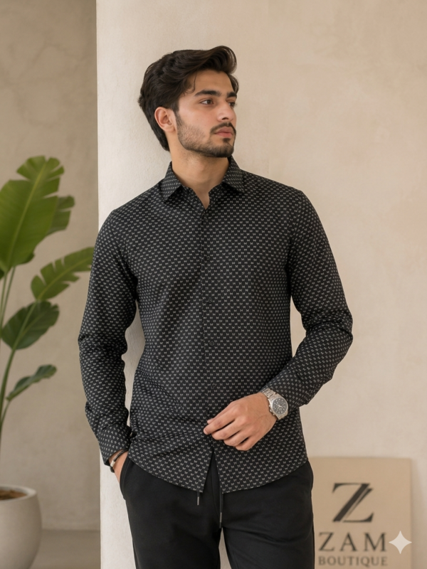 Black Premium Printed Casual Shirt